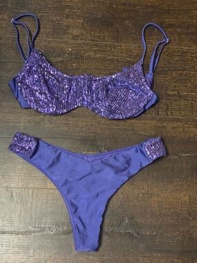 Guess Purple Sequin Two-Piece Bikini